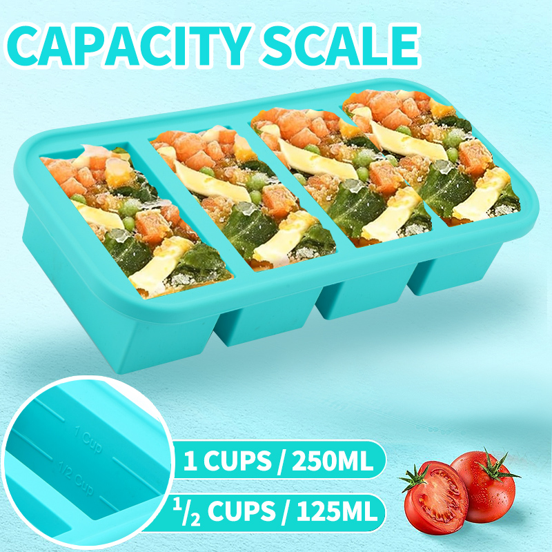 Meal Prep Template - 4-х покрытых силиконовых форм для морозильной